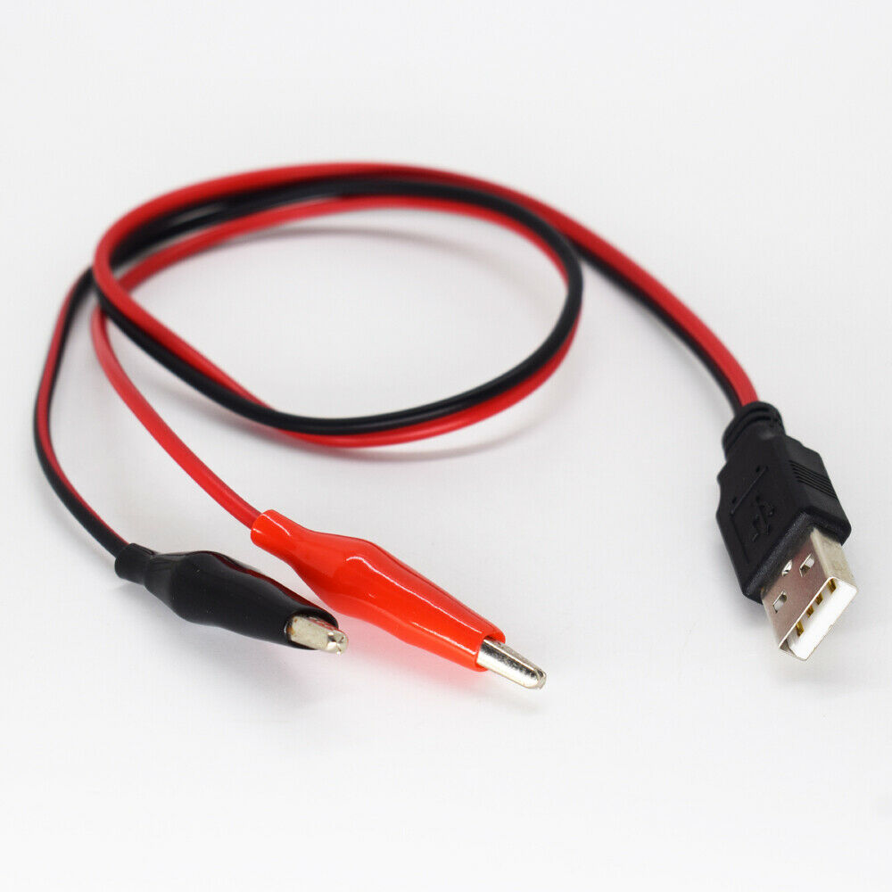 10pcs 0.5M/50cm USB A Male To Dual Alligator Clip Phone Test Power Cable Lead