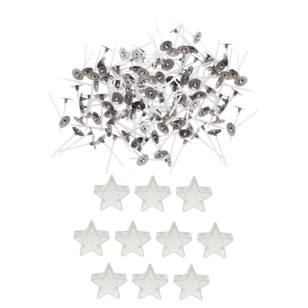 200x Pre-waxed Candle Wicks and 10x Star Tealight Cup DIY Candle Making Mold