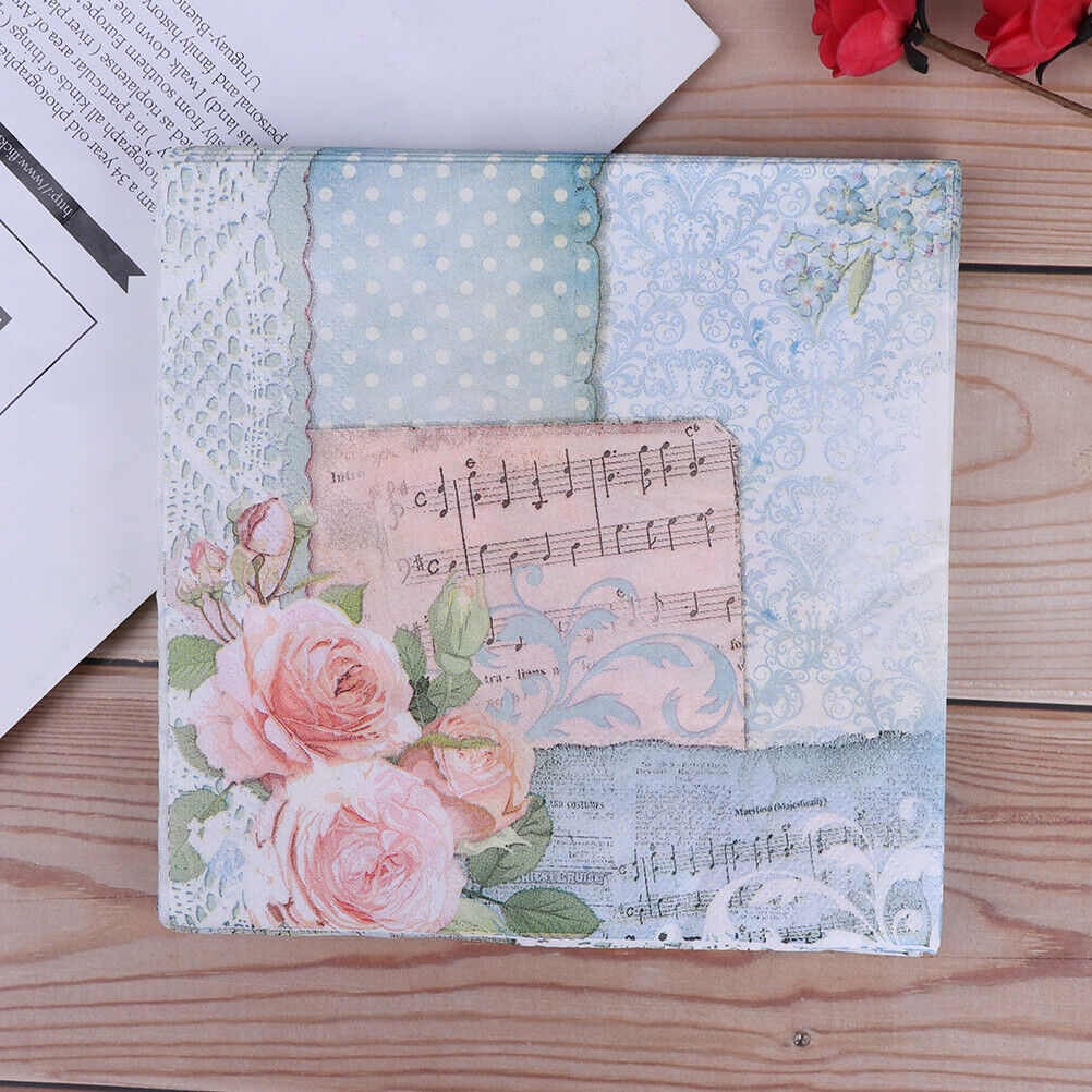 Print Flowers and Music Table Paper Napkins for Party Birthday Wedding Fe.l8