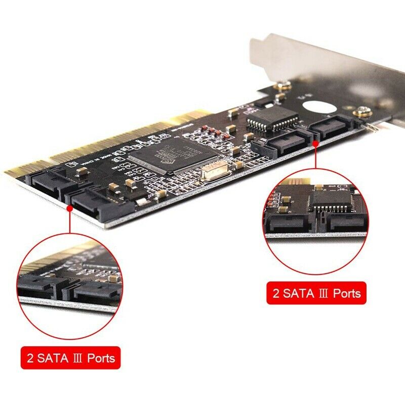4 Ports PCI SATA Raid Controller Internal Expansion Card with Two Sata Cables,S6