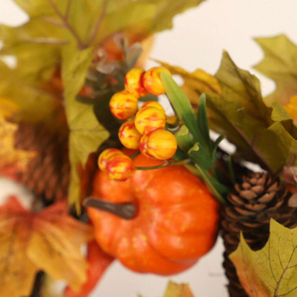 Autumn Wreath Pumpkin Pine Cone Garland Front Door Thanksgiving Indoor Gift