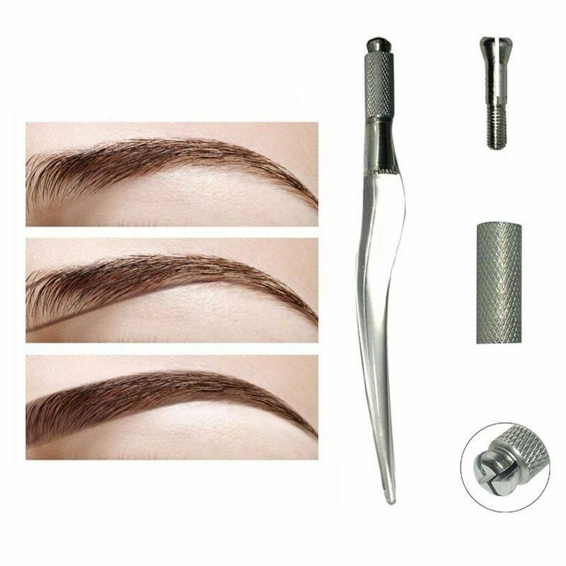 Manual Tattoo Pen Eyebrow Makeup Machine +50pcs 12 Pin Microblading Needles