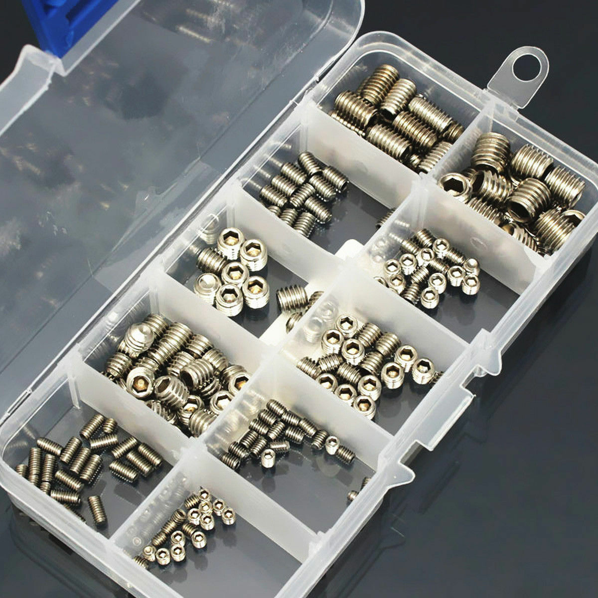 200PCS Stainless Steel Allen Head Socket Hex Set Grub Screw Assortment Cup Point