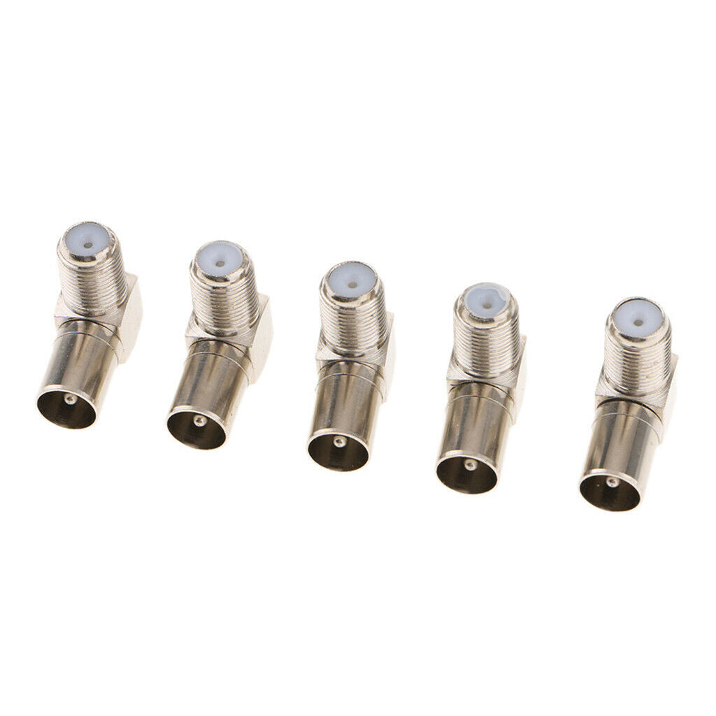 5 Packs F Female   to RF Male Right Angled RF Coaxial Adapter Connectors