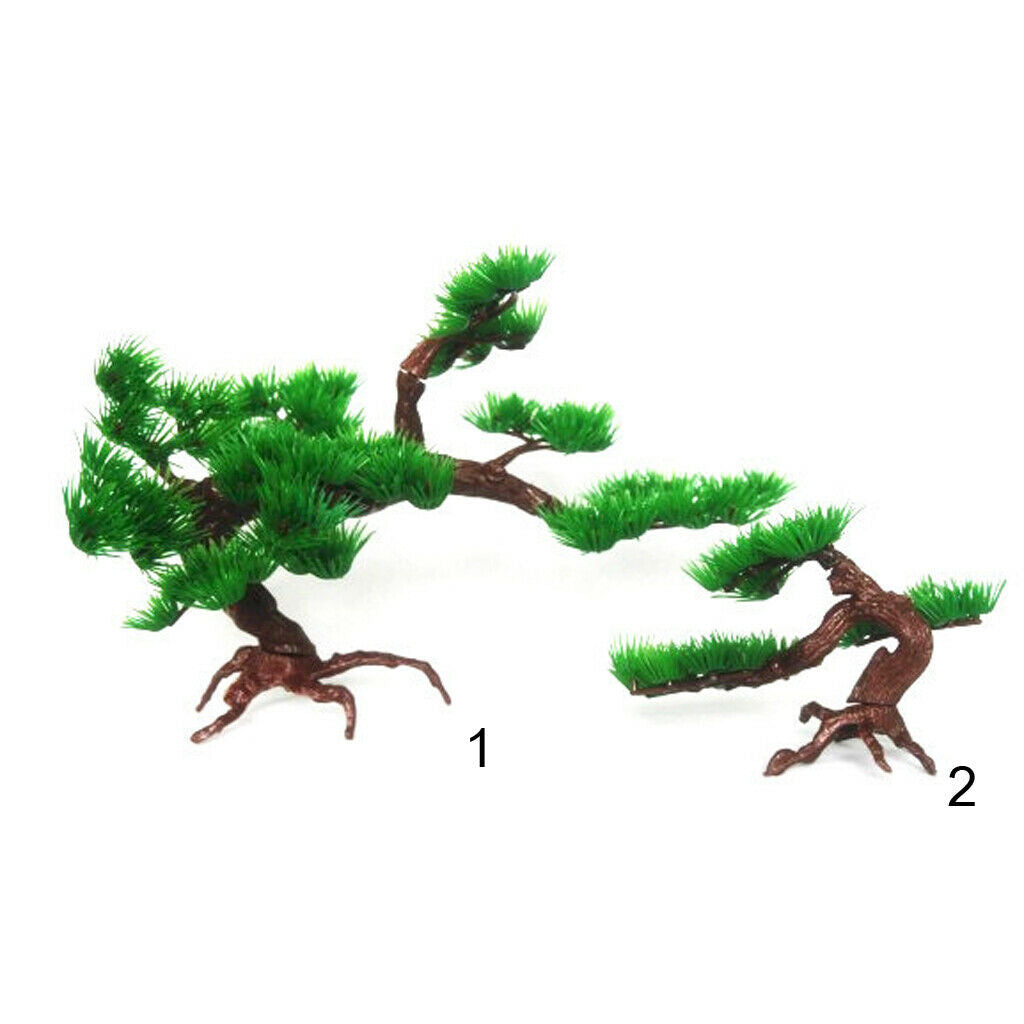 2 Pcs Plastic Pine Tree Artificial Plants for Home Kitchen Office Bookshelf