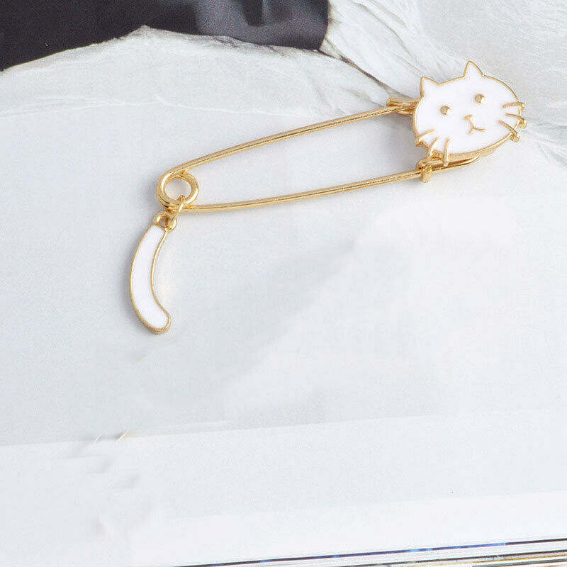 Prettyia 2pcs Women Kilt Pin Animal Cat Brooch Large Safety Pins Charming enamel