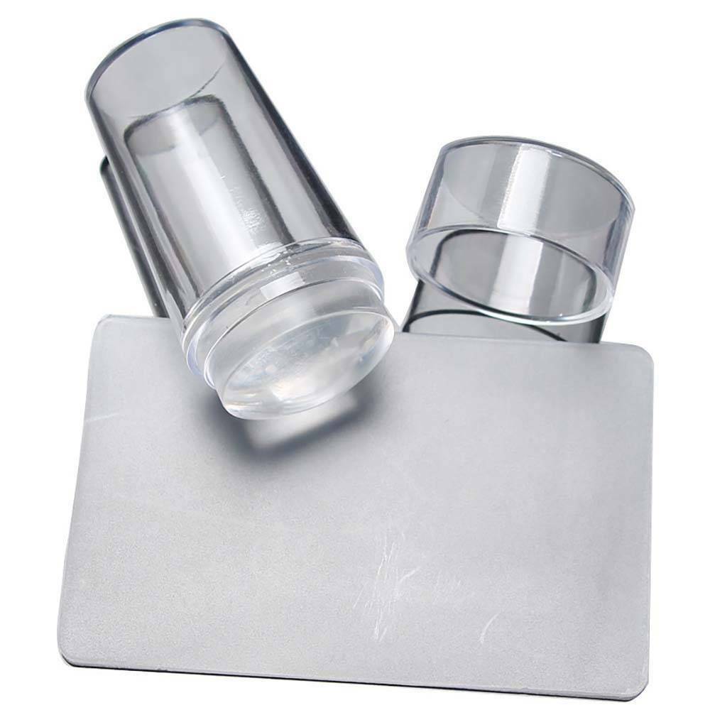 Clear Silicone Nail Art Stamping Jelly Silicone & Scraper Decors Plate Manicure!