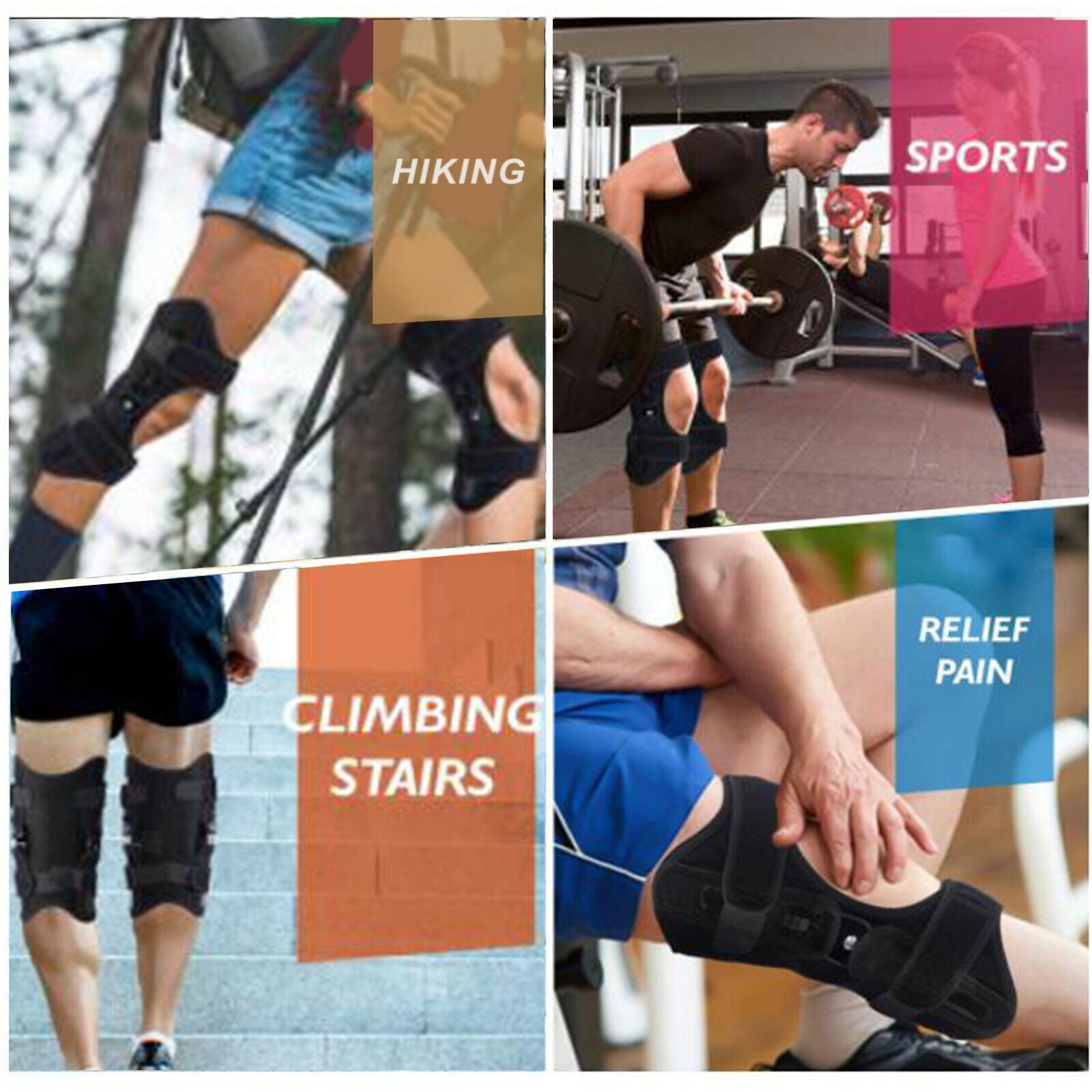 2x Knee Protection Booster Leg Joint Knee Sleeve Support for Climbing Black