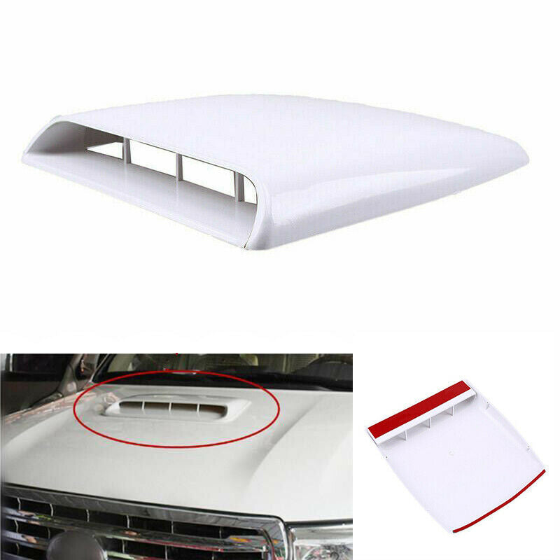 Universal Car Truck Air Flow Intake Hood Scoop Vent Bonnet White Decor Cover