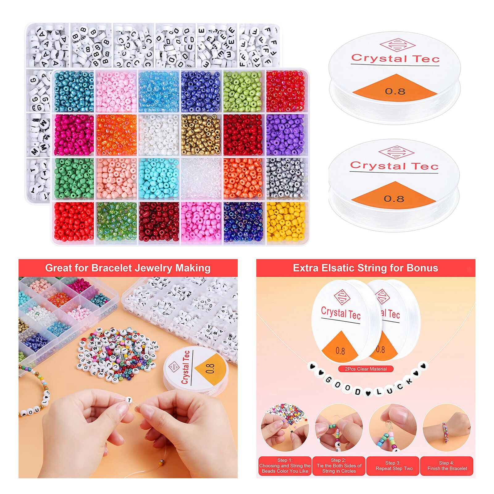 4000Pcs 4000Pcs Craft Bead Set Plastic for Jewelry Making DIY Gift for Her