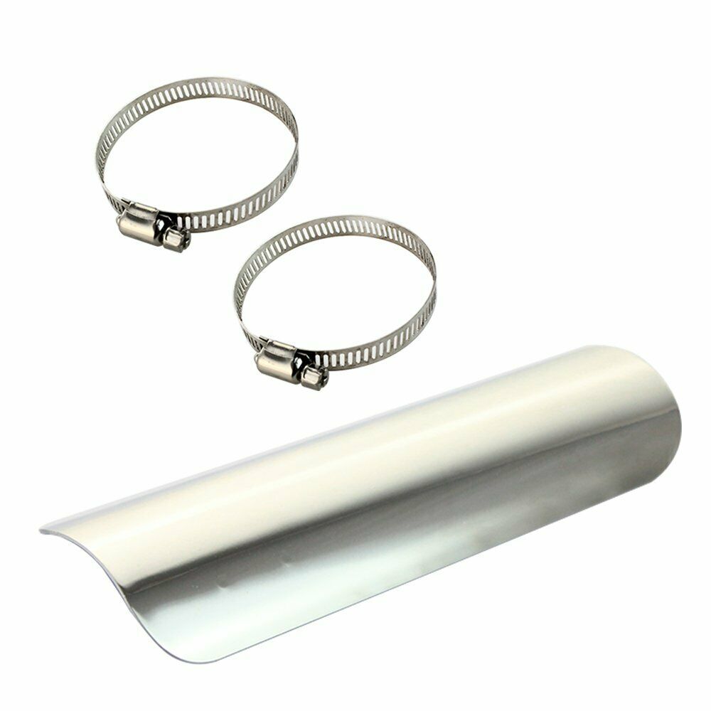 1X Chrome-plated Motorcycle Exhaust Pipe Heat Shield Cover Guard & 51-70mm Clamp