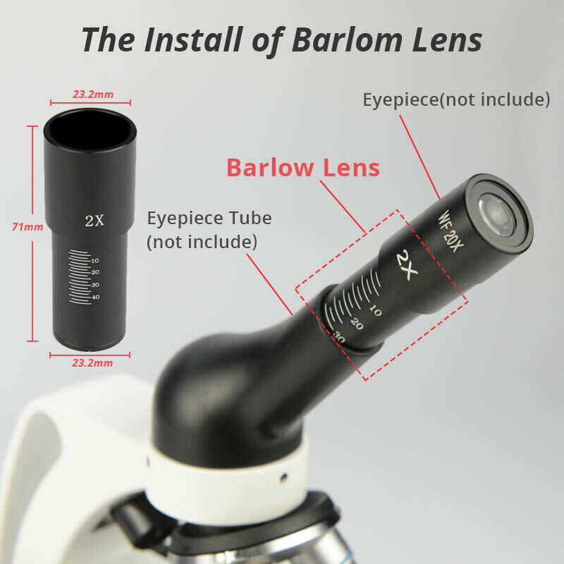 Biological Microscope Use 2X Microscope Barlow Eyepiece Magnification lens
