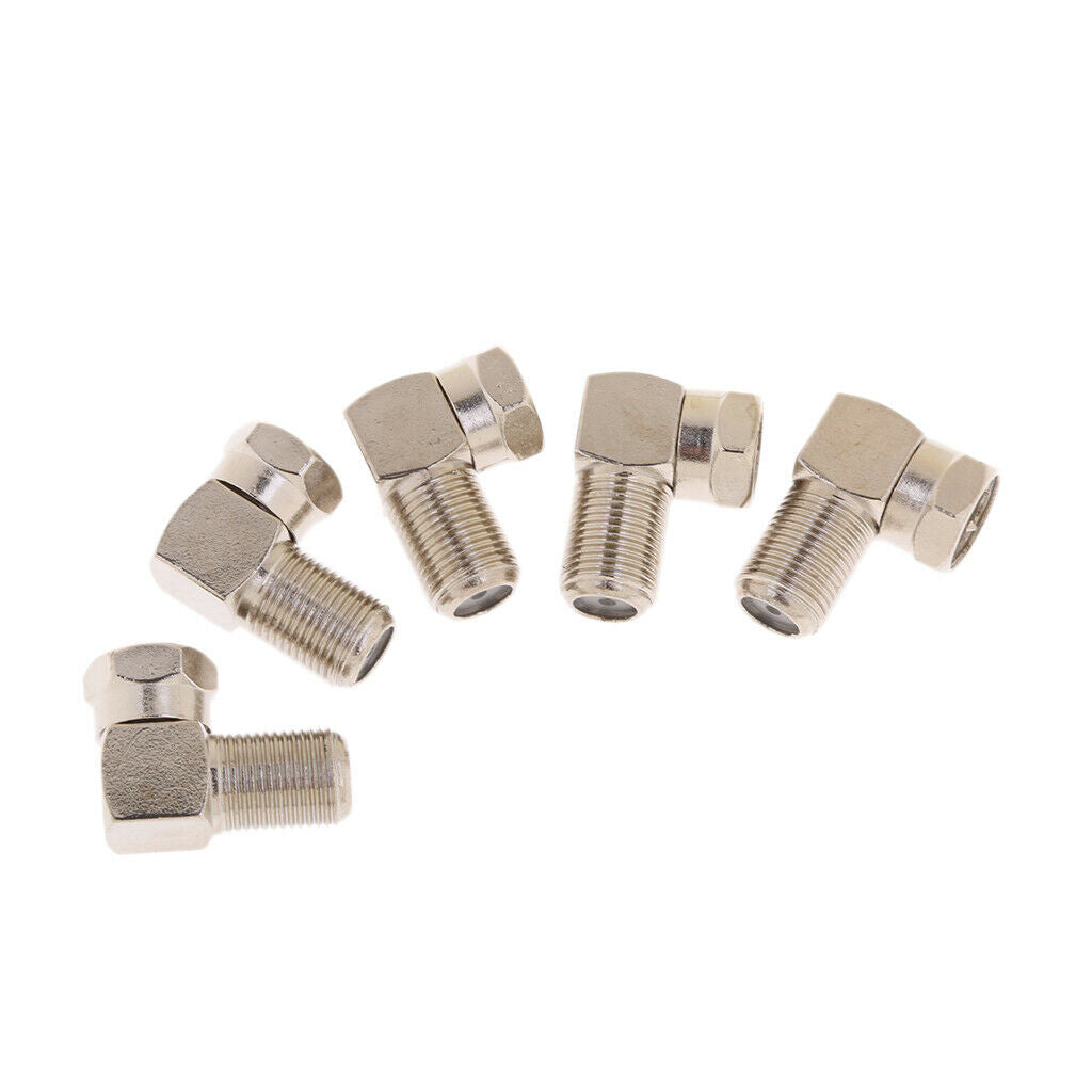 5pcs F Type Angle 90 Degree Coaxial Cable TV Adapter RG6 Connector