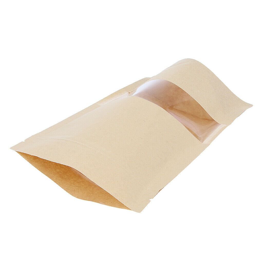 100Pcs Kraft Paper Food Gifts Storage Bags Self Sealing Envelope Bag 12x20+4