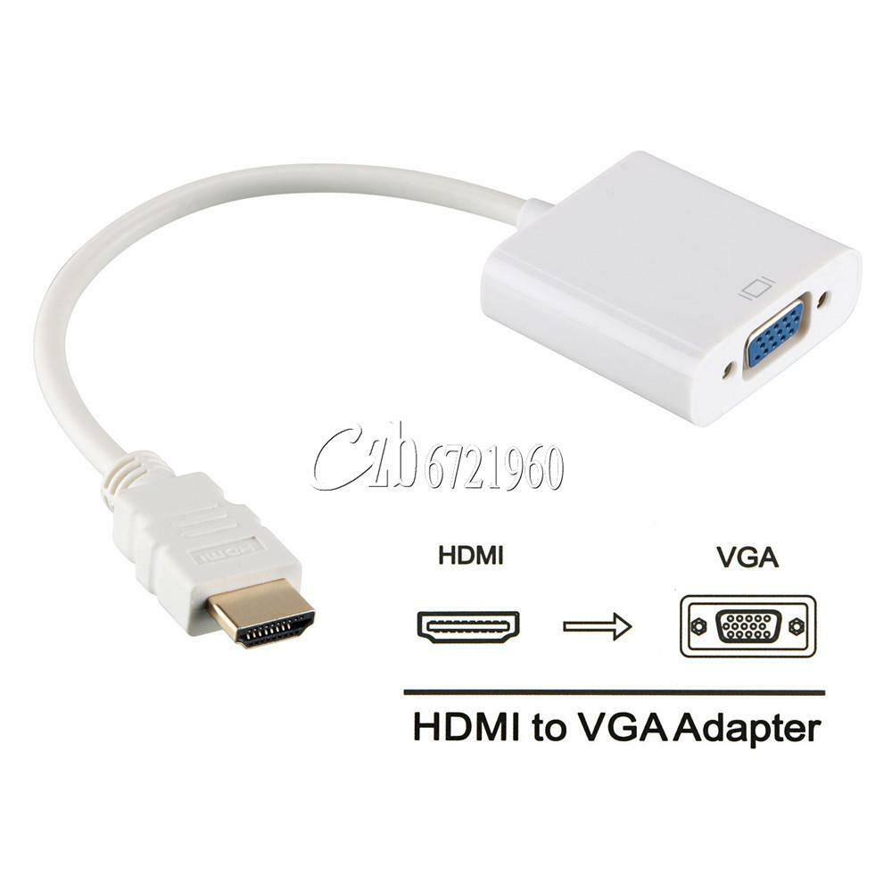 White 1080P PC DVD HDTV HDMI Male to VGA Female Converter Adapter Cable