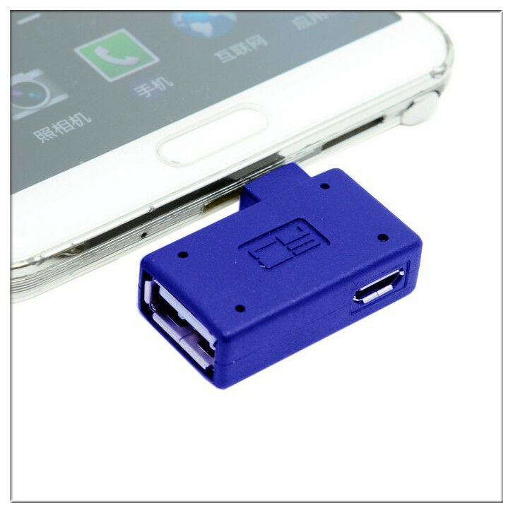 New 90Degree LEFT Angle Micro USB 2.0 OTG Host Adapter & Power Phone Tablet