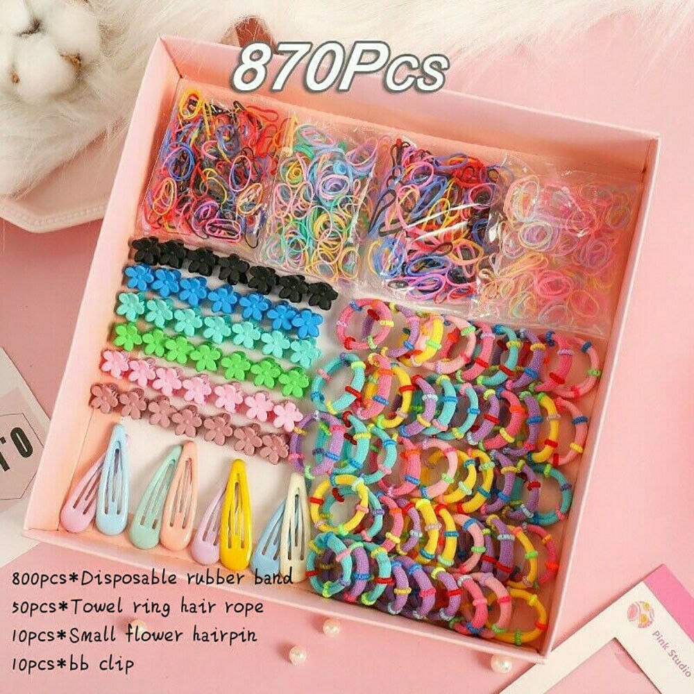 Wholesale 870Pcs Girls Hair Clips Rope Ponytail Holder Kids Hair-Accessories Set