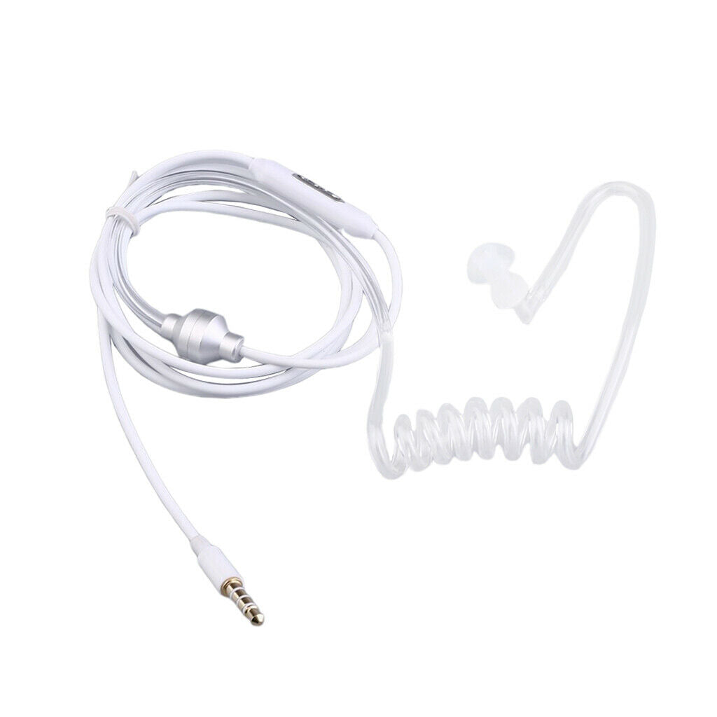 Anti-Radiation Spiral Air Tube Earphone Headphone Headset White/Black White