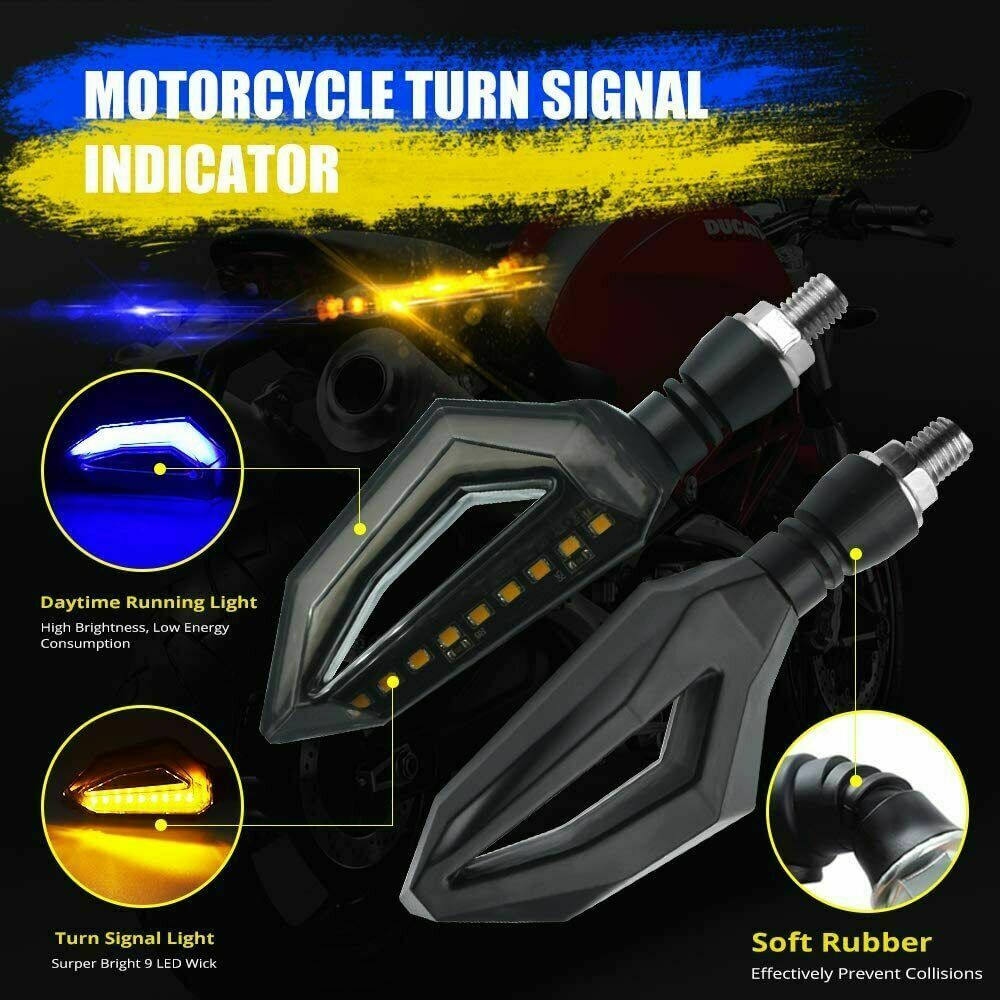 Motorcycle Turn Signal LED Amber Blue Indicator Light Blinker Lamp Universal 12V