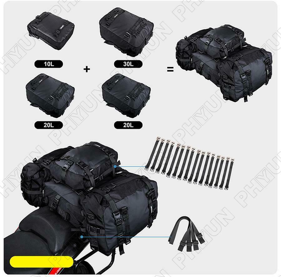 20L Black PVC Waterproof Motorcycle Rear Seat Luggage Storage Bag Back Tail Bags