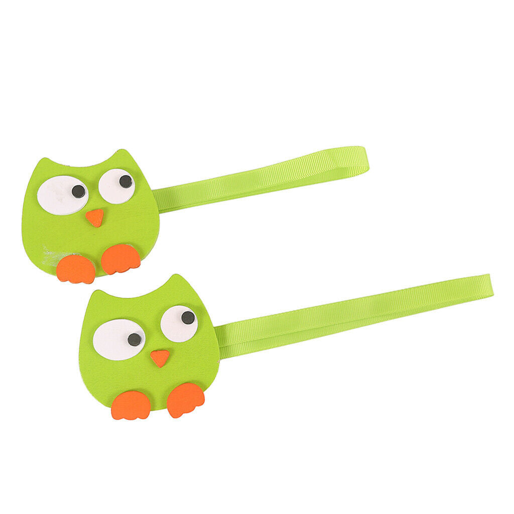 2x Wooden Cartoon Chick Curtain Tiebacks Magnetic Bulckle Clip Green