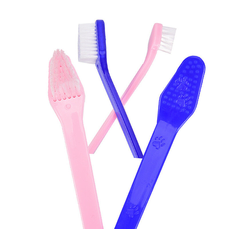 2pcs Dog dual-end toothbrush pet oral dental 2 sided brush helps reduce p.l8