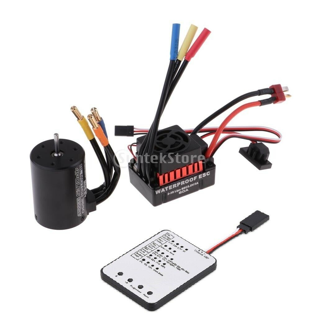 Brushless System 3900KV Motor + 60A ESC + Programming Card for 1/10 RC Car