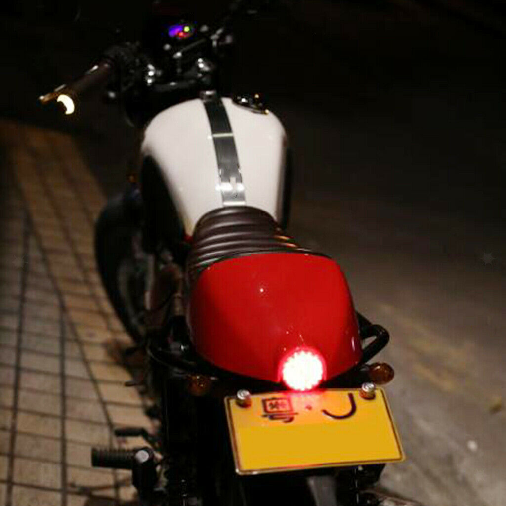 Motorcycle Rear Seat Cowl Cover Fairing LED Light For Retro