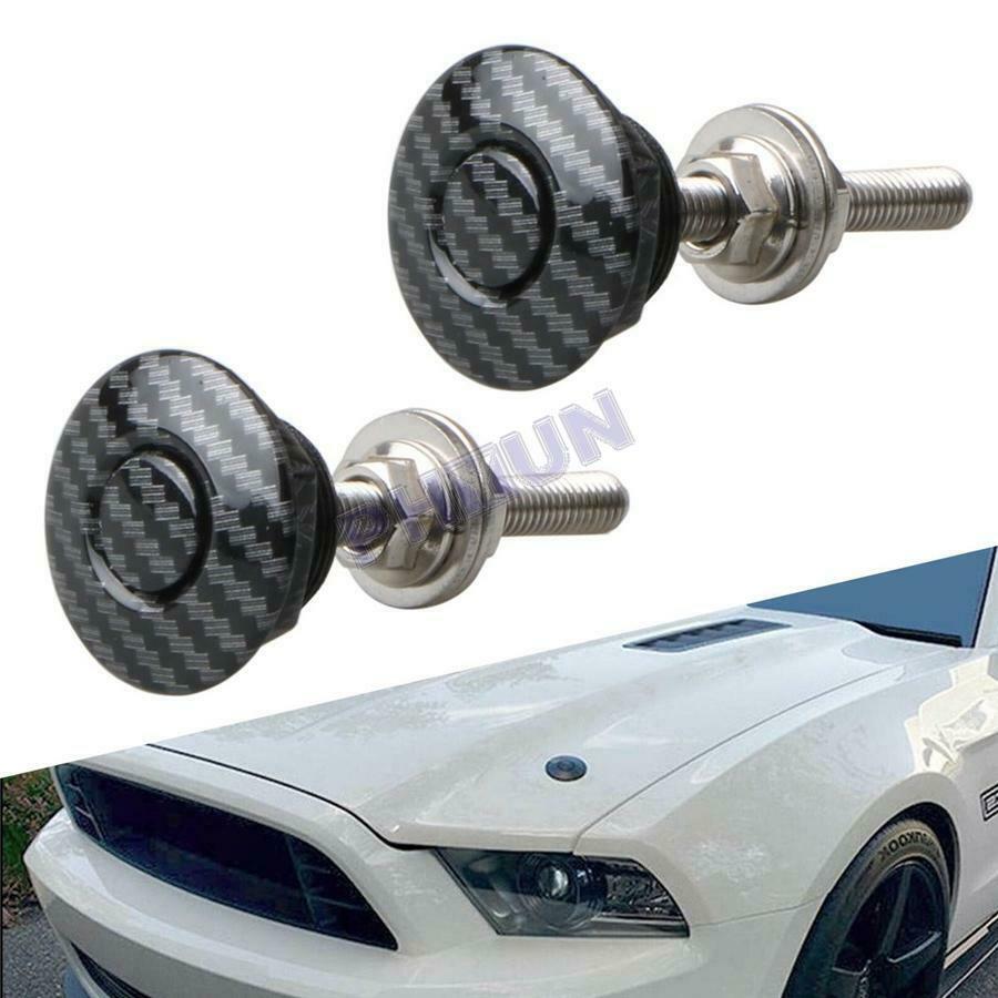 4X Car Push Button Hood Quick Release Pins Bonnet Lock Latch Carbon Fiber Look
