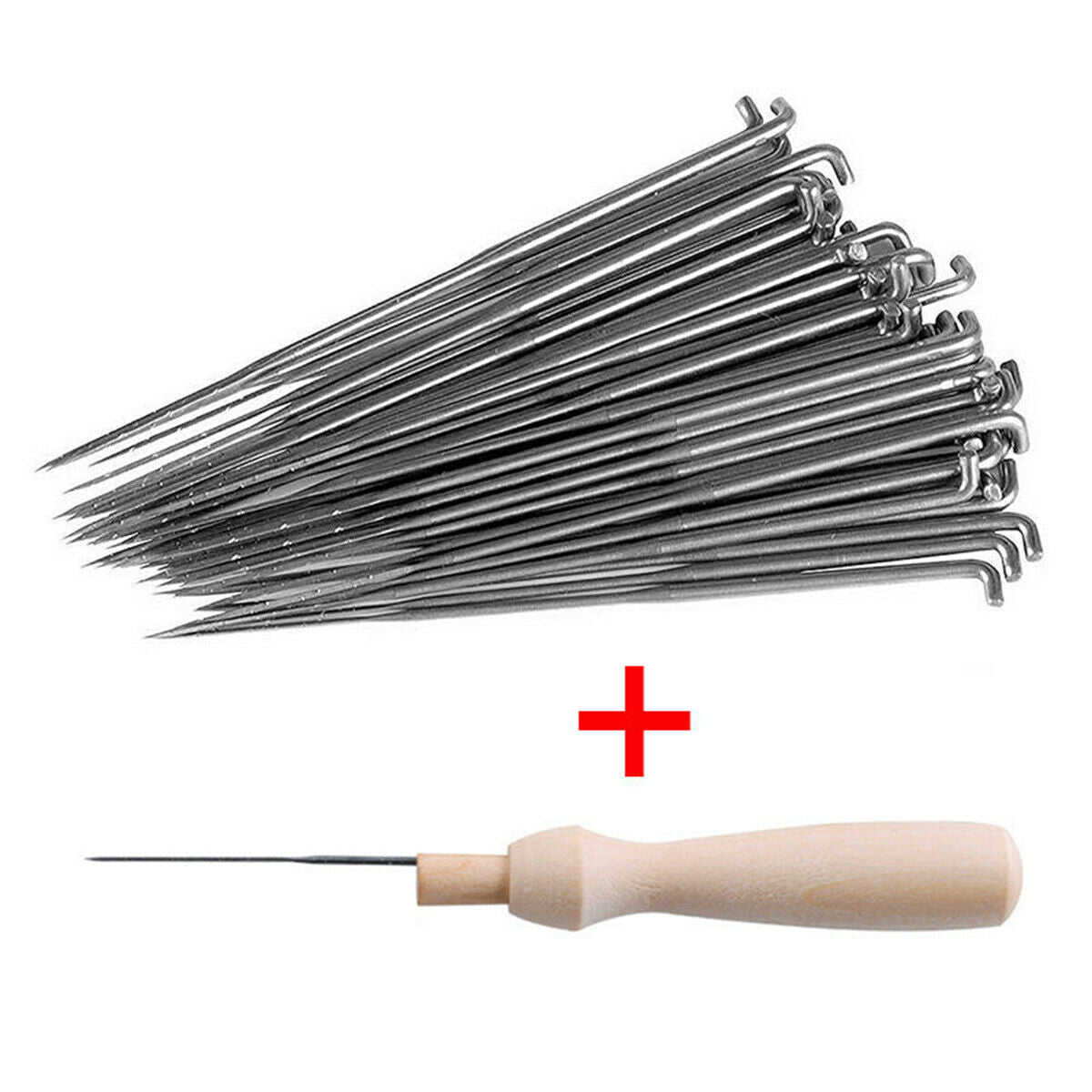 60pcs Felting Needles Pin Tools Of Felt Of Wool Pins 3 Sizes W/Wooden Handle Kit