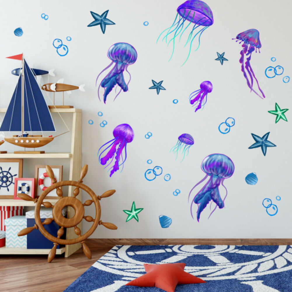 Decalmile Ocean Jellyfish Wall Stickers Under The Sea Wall Decals Bedroom Living