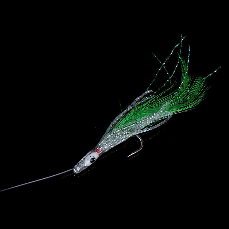 5 In 1 Night Luminous Soft Fishing Lure Fishhook Octopus Feather Fishing .l8