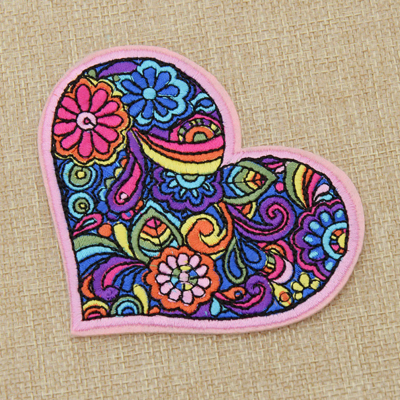 DIY Heart Love Flower Embroidered Tattoo Style Patch Applique Iron On Sew Craft