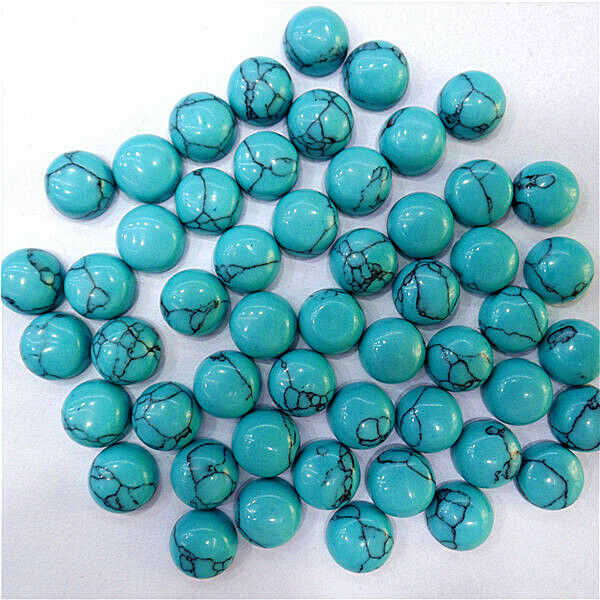 100Pcs 8mm Wholesale Green Turquoise Round Cab Cabochon DIY Accessories HH7056