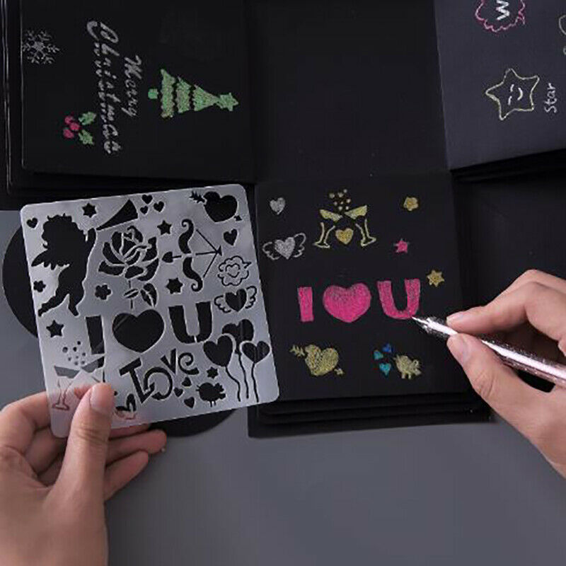 5Pcs Children DIY Cutout Painting Template Hand Account Album Theme Lace .l8