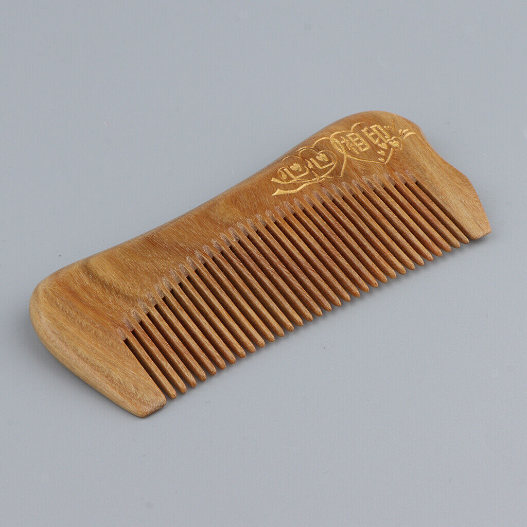 Wide Tooth Natural Wooden Hair Comb Anti-static Massage Detangler Comb Character