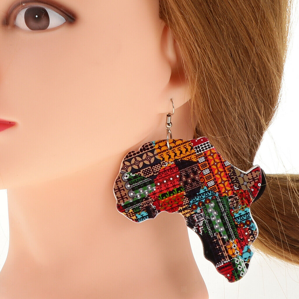 Punk Rock Africa Map African Womens Ladies Hiphop Dangle Earrings Fish Hook