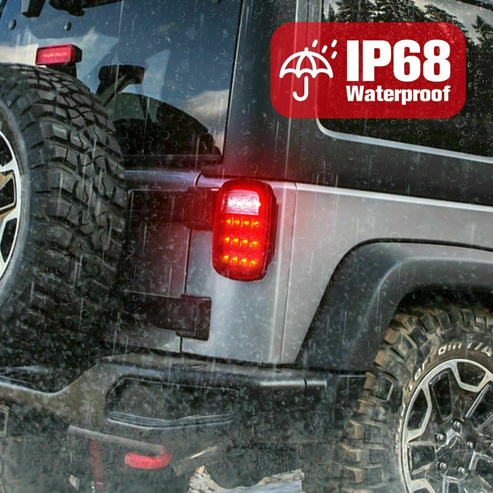 LED Tail Lights Rear Brake Lamps Turn Stop Reverse For Jeep Wrangler TJ CJ 76-06