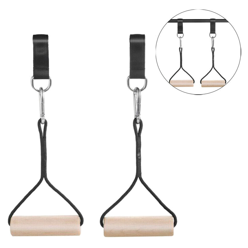 Wooden Gymnastic Rings Set Exercise Fitness Gym Strength Training Pull-ups