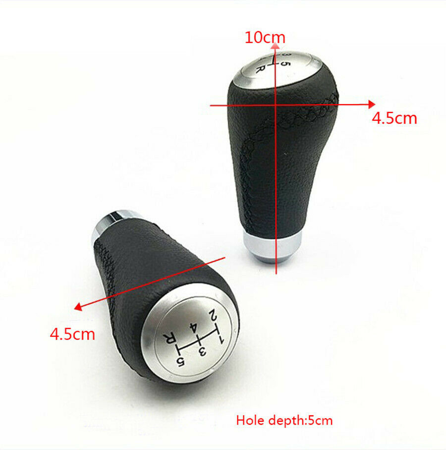 5 Speed Manual Gear Stick Shift Knob Handle Black & Red Line Leather Universal