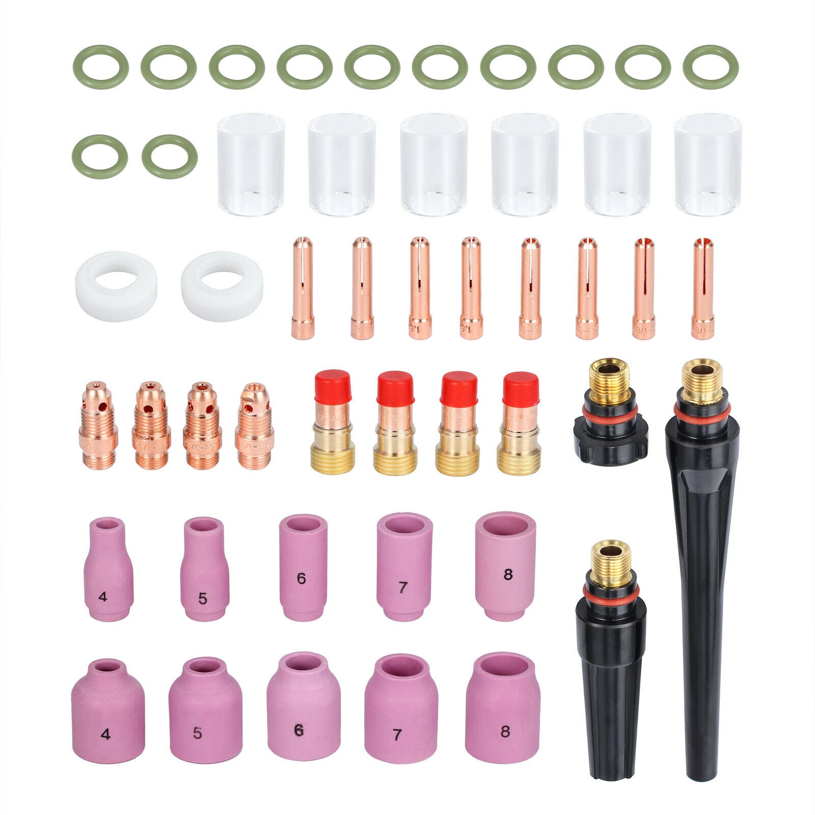 49 Pcs TIG Welding Torch Stubby Gas Lens #10 Pyrex Glass Cup Kit for Wp-17 18 26