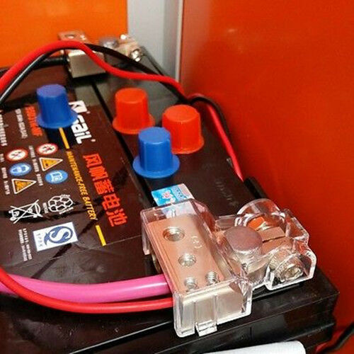 2pcs (- and +) 12V Car Battery Terminal Clamp Copper Alloy Connector With Cover