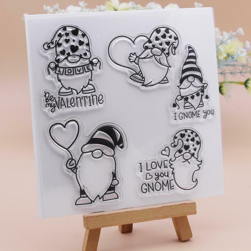 Heart Gnome Silicone Clear Seal Stamp DIY Scrapbooking Embossing Photo Album