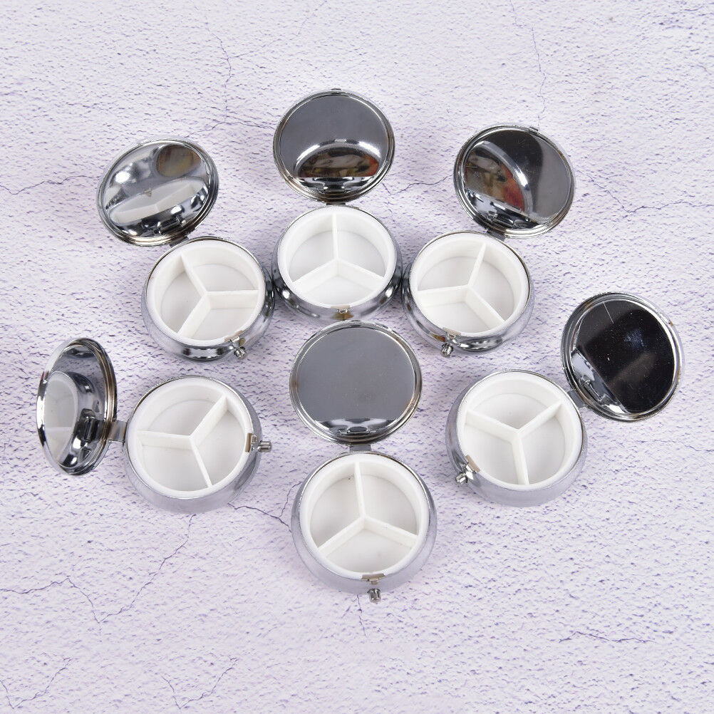 New Metal Folding pill case Medicine Organizer Box Makeup Storage Contain.l8