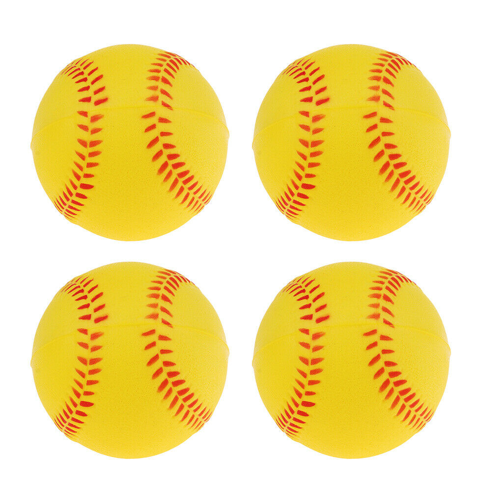 4x Soft Training Baseball Softball Kids Team Game Playing Bouncy Ball Yellow