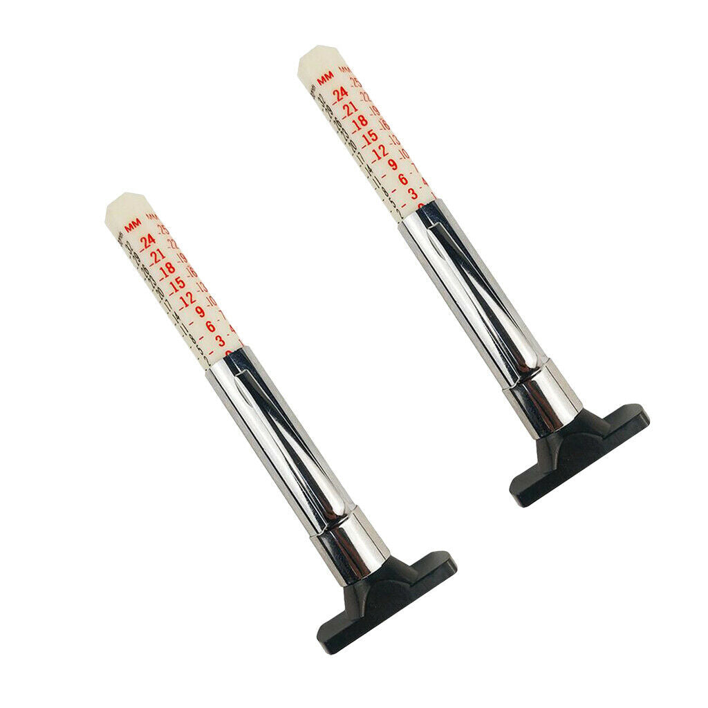 2pcs 0-25mm Tire Tread Depth Gauge Metric Standard Accurate Motorcycles & Bike