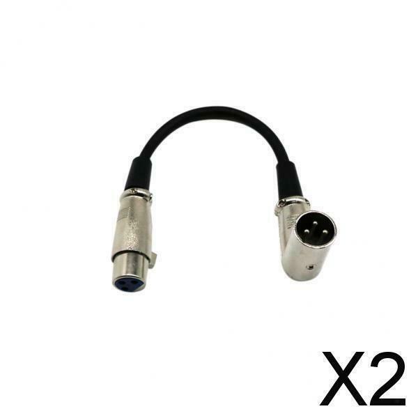 2X 1ft XLR Female to Right-Angle Male Microphone Audio Extension Cable