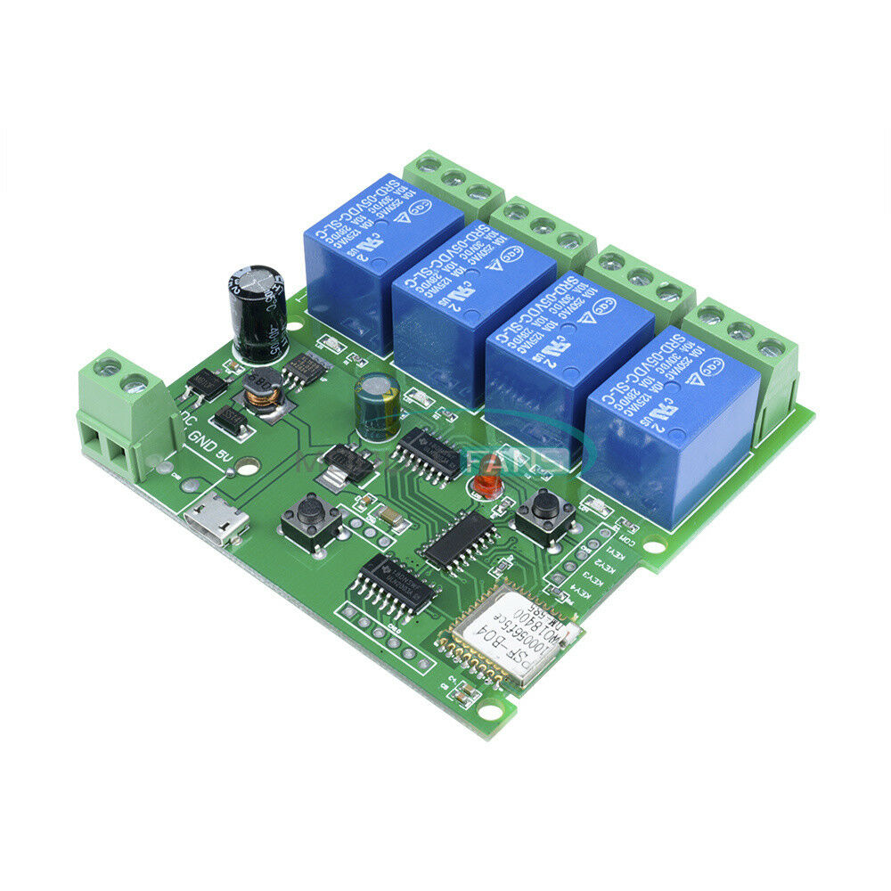 DC 5V 4-Way WiFi Wireless Delay Relay Switch APP Remote Control for Smart Home