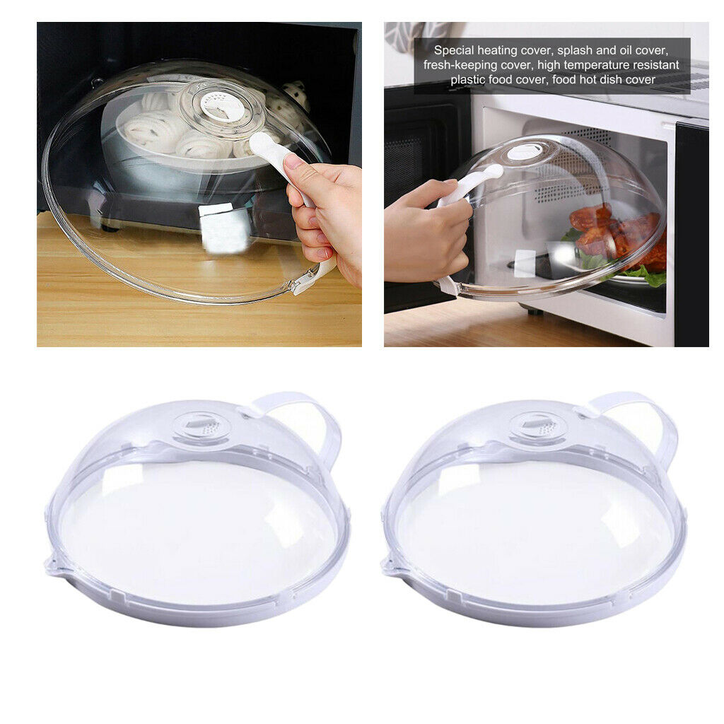 2 Pieces Microwave Splatter Cover Guard w/Handle Anti-Splash Food Cover