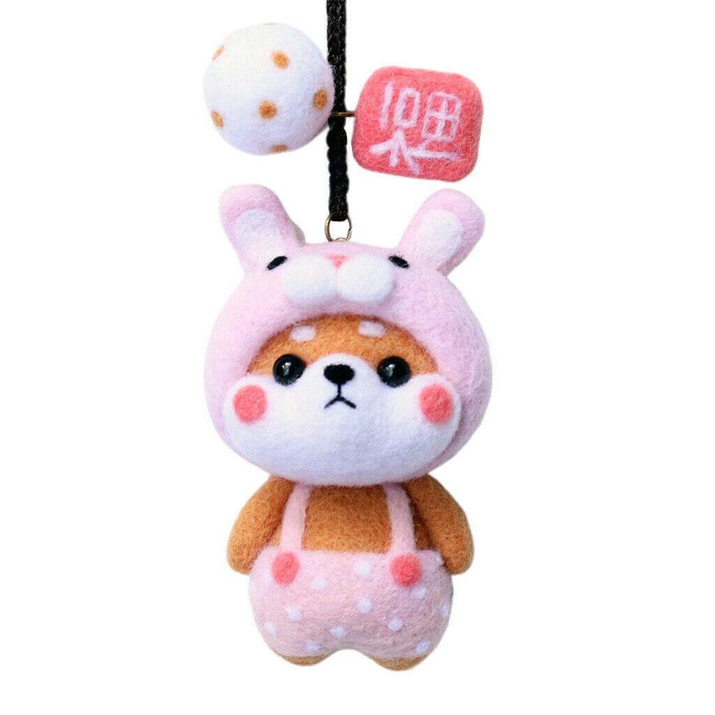 Cute Needle Felting Kits with Basic Tools Wool Costume Phone Keyring Pendant